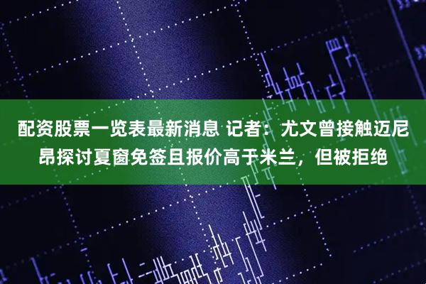 配资股票一览表最新消息 记者：尤文曾接触迈尼昂探讨夏窗免签且报价高于米兰，但被拒绝